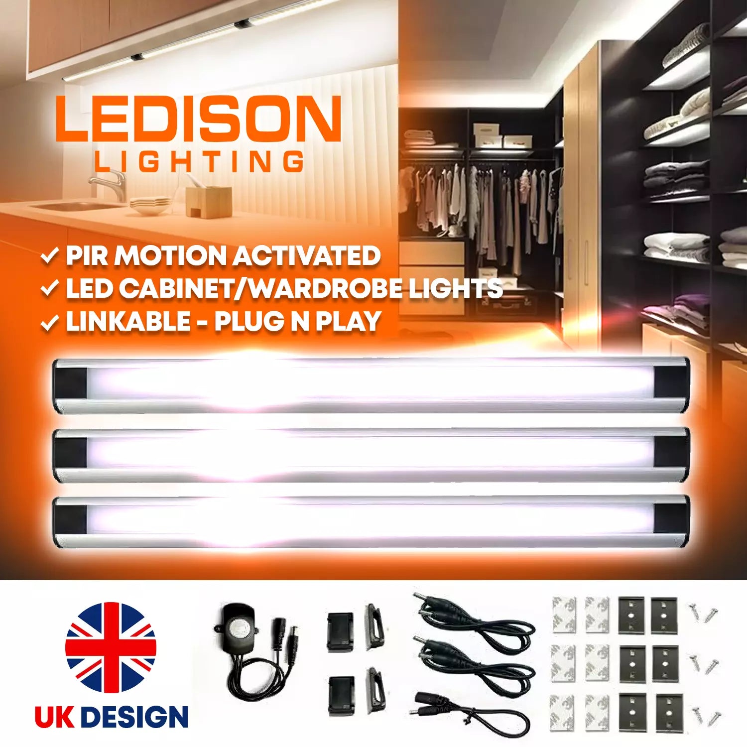 Led Inset Apron Light LED Cabinet Kit 12W - PIR Infrared Motion Detection – Ledison Lighting