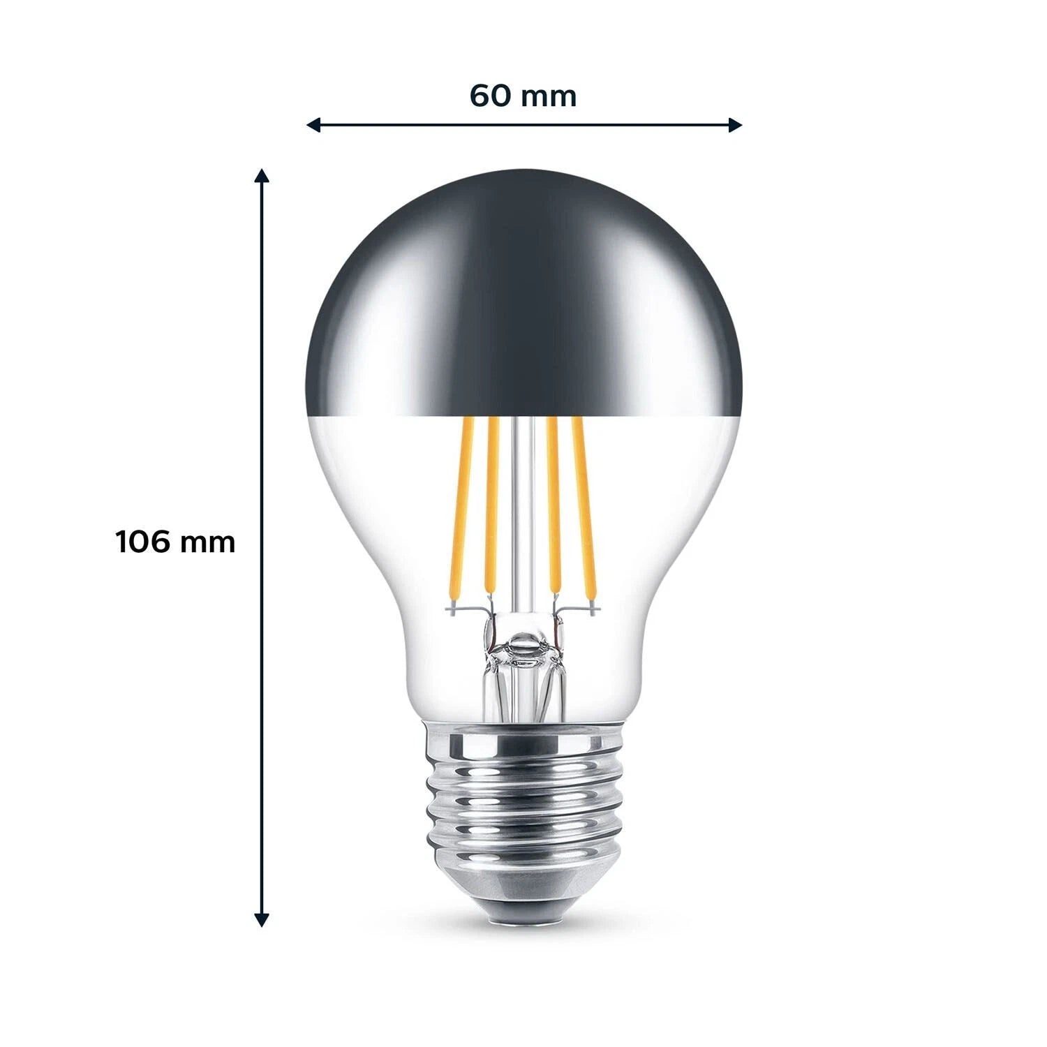 LED Retro Filament Bulb Mirror Top Warm White Dimmable E27