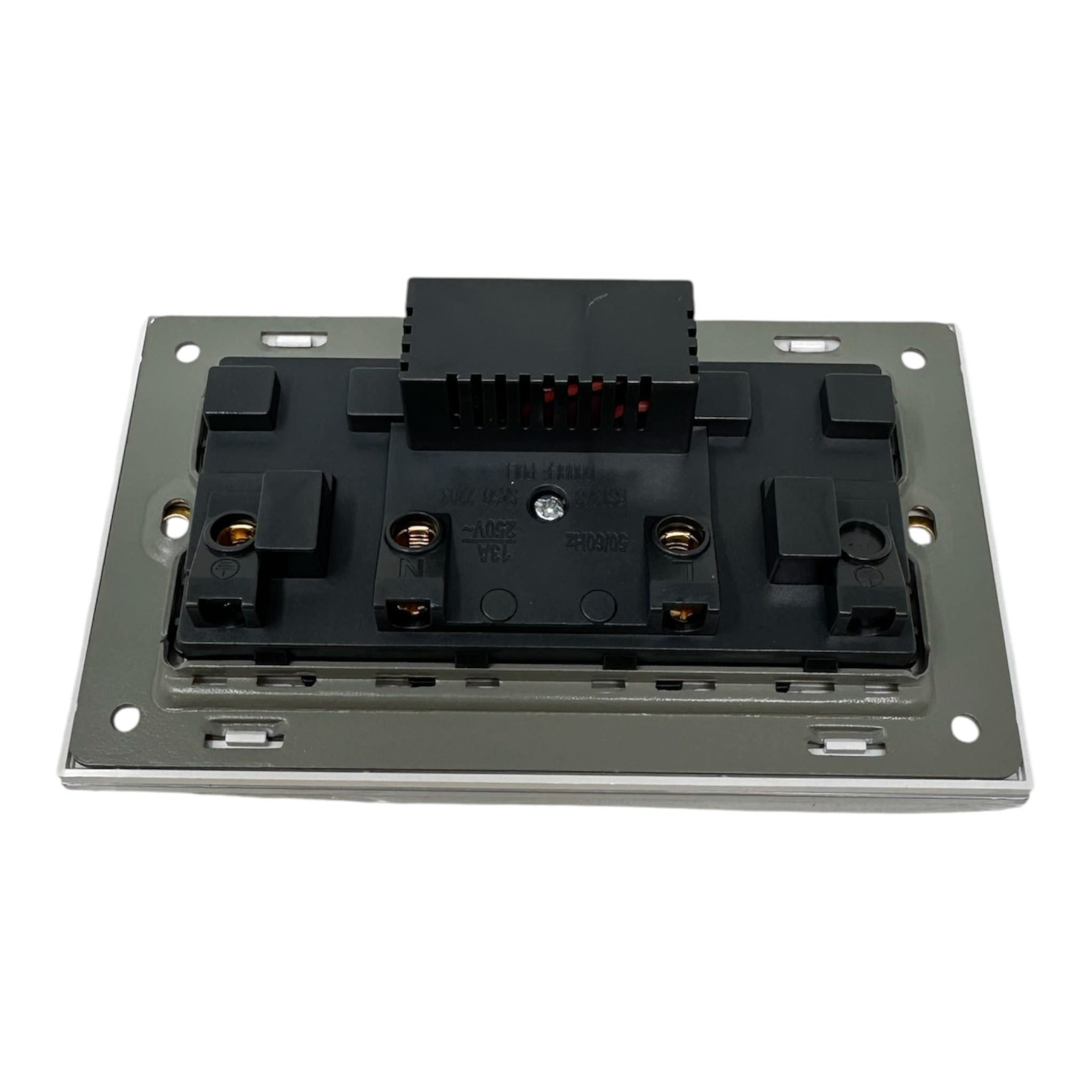 13A 2-Gang Switched Socket with 2 Outlet USB Type A & Type C - Tempered Glass