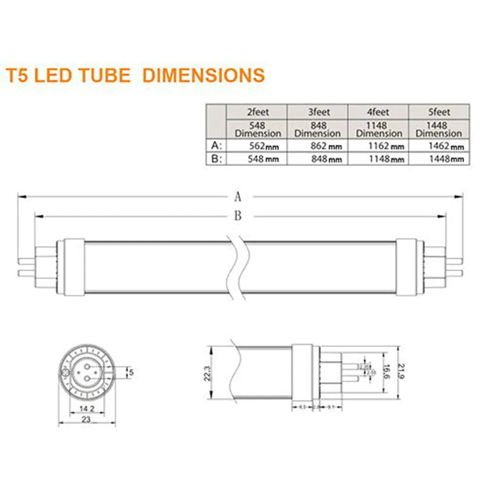 T5 LED tube light 90cm (863mm), 12W