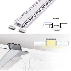 Recessed Aluminium LED strip Profile for Drywall / Plasterboard