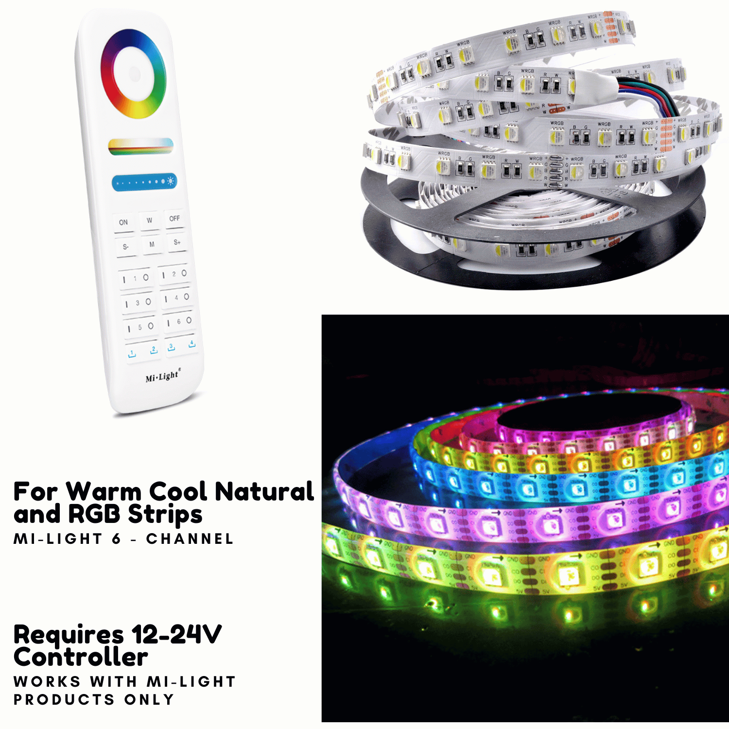 Led Cct Control Mi-Light 6 Zone RGB + CCT Remote Control FUT089S for LED Strips Dimmin ...