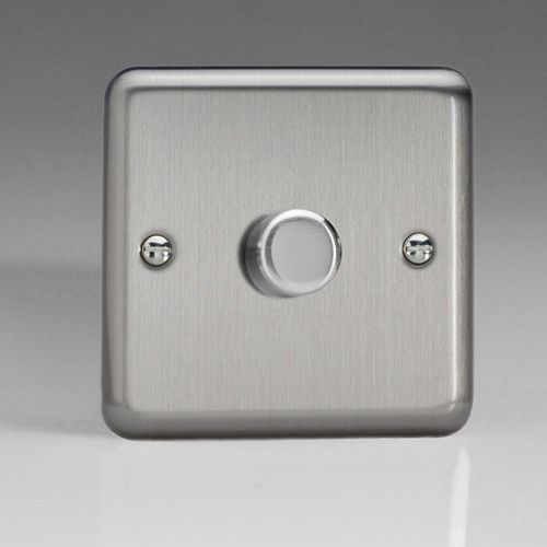 Varilight V-Pro Dimmer Switch. JSP401. Brushed Steel. 1 Gang