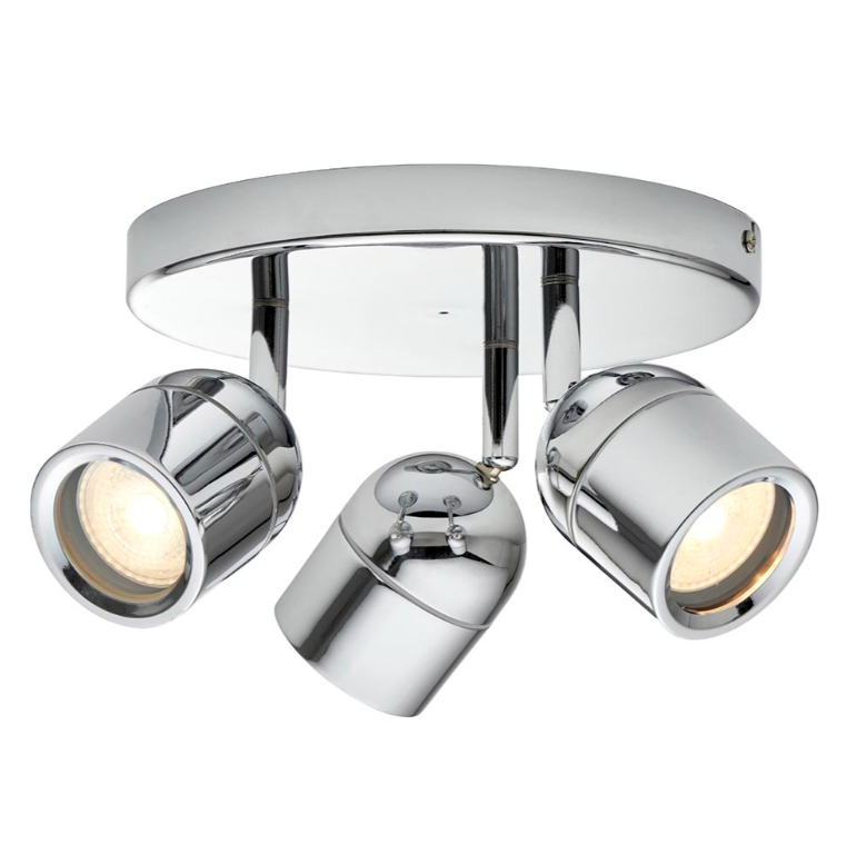 LED Knight Bathroom GU10 Spots Ceiling Light IP44 Polished Chrome