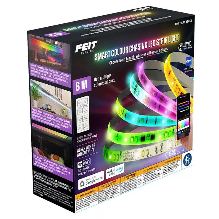 Smart Colour Chasing LED Strip Light RGB  Remote & Wi-Fi - 6m