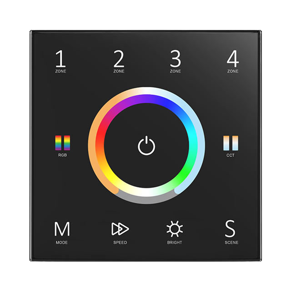 LED RGB CCT Controller 4 Zones - Dimmer Switch, Touch Panel, Round