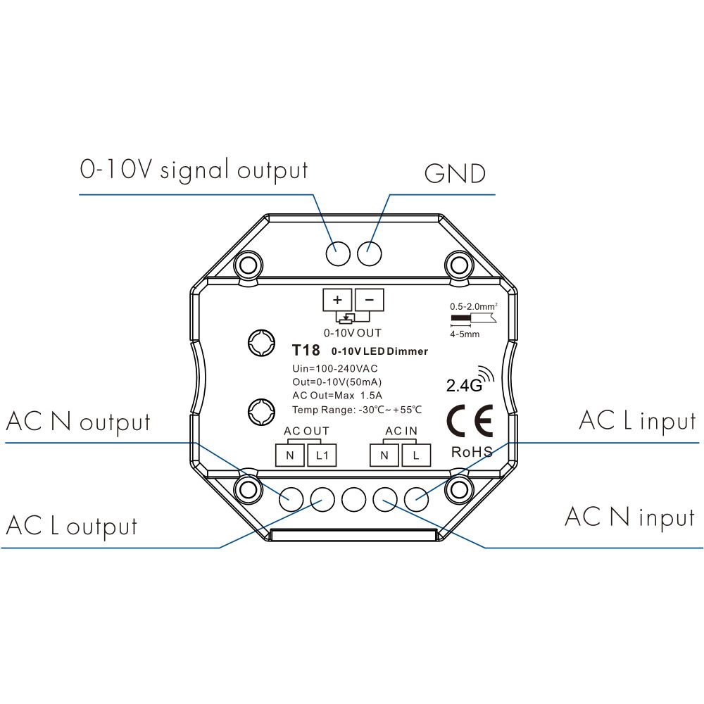 1-10V Touch Glass Panel Dimmer - T18