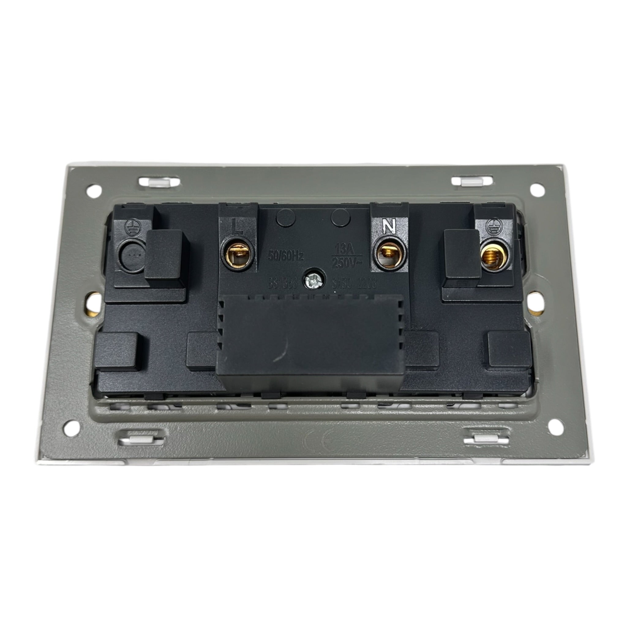 13A 2-Gang Switched Socket with 2 Outlet USB Type A & Type C - Tempered Glass