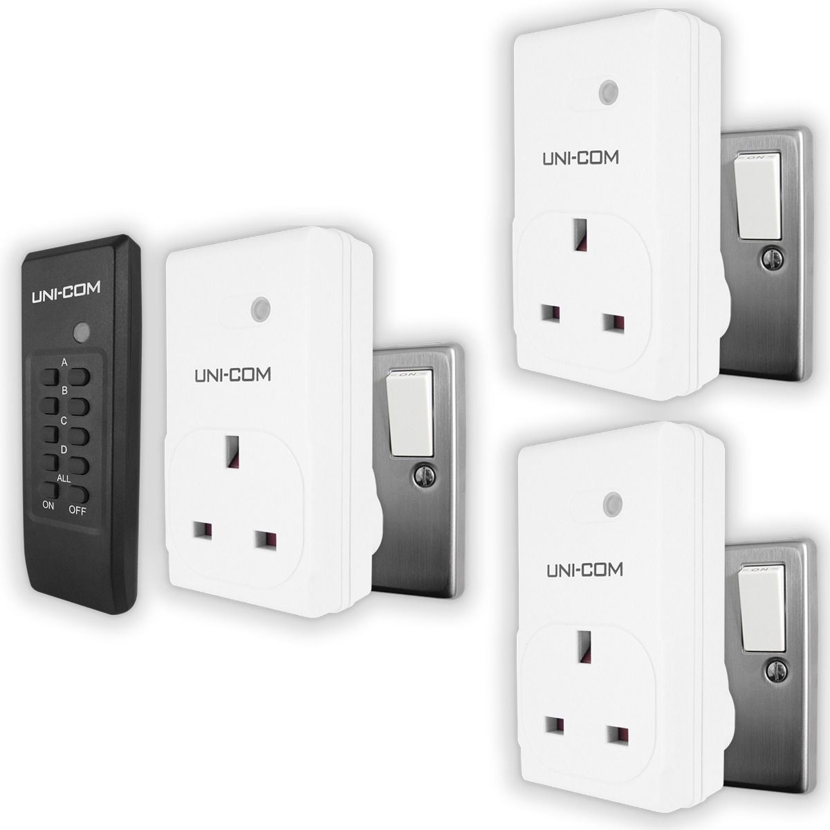 UNI-COM Remote Control Sockets. Pack of 3