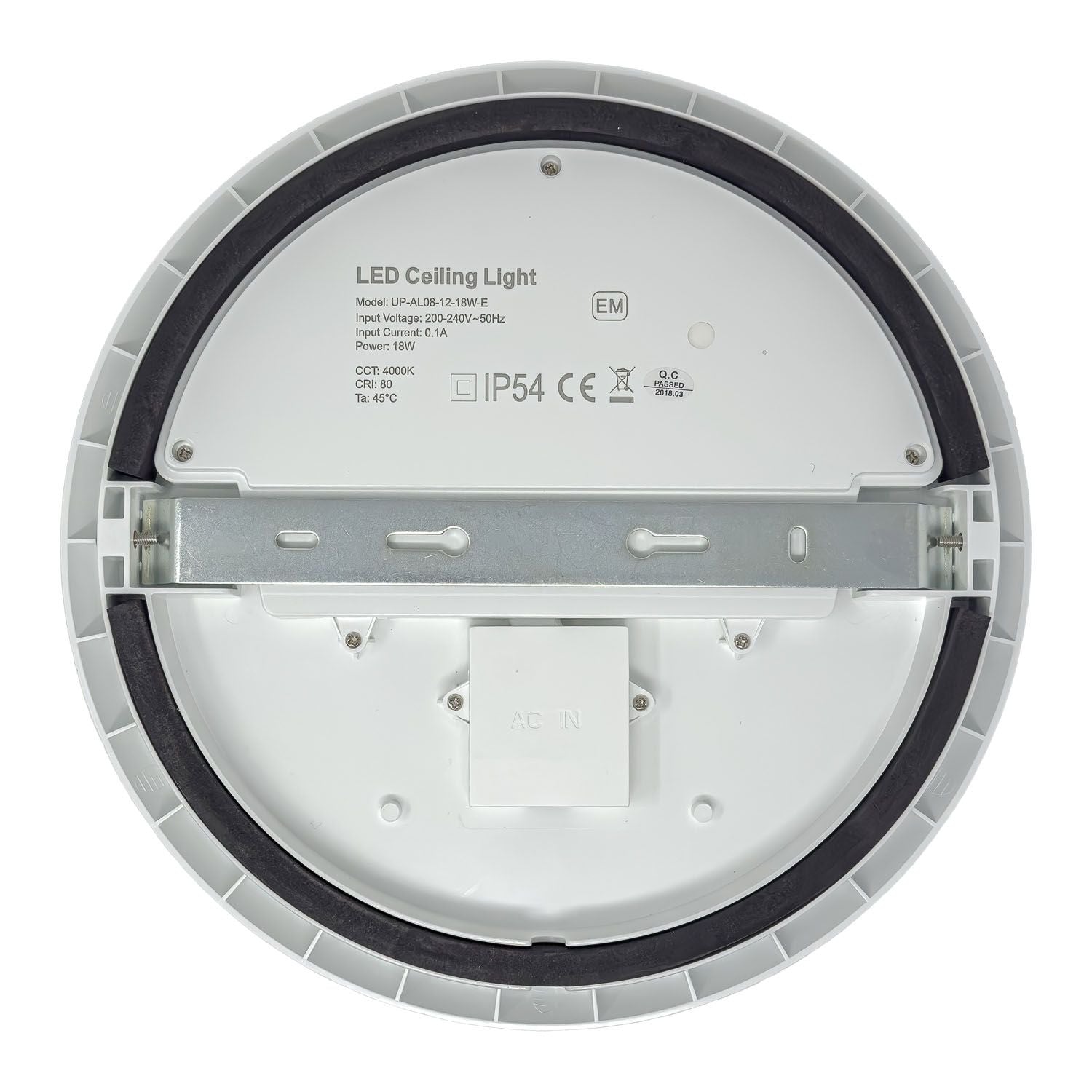 Omega IP54 LED Ceiling Fitting 18W. Tri-Colour Round Surface Mount Bathroom-Office-Hallway