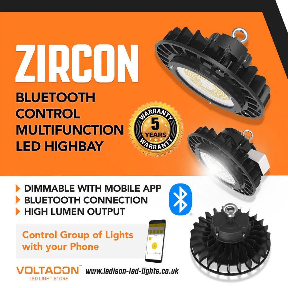 LED Zircon High Bay Light 150Watt 1-10V Dimmable - optional Bluetooth